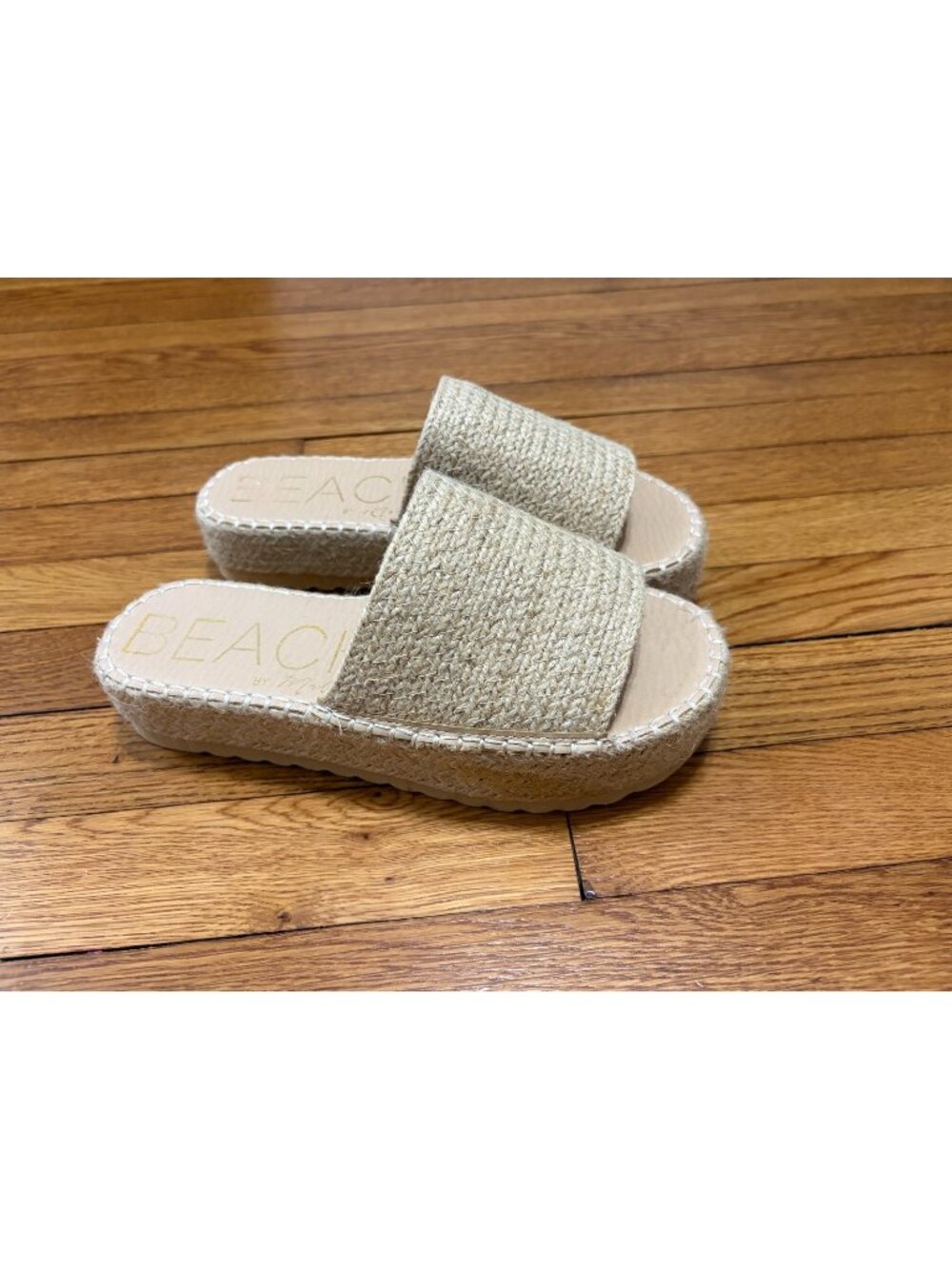Beach by Matisse Womens 9M Rey Platform Sandals Beige Jute Espadrile Raffia